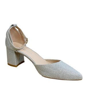 Yes Bonbon Silver Sparkle Glitter Strappy Heels